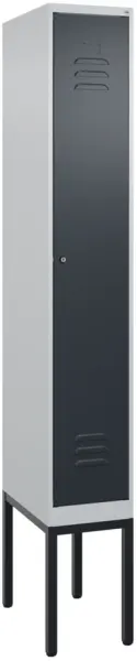 Schwarz-Weiß-Spind,HxBxT 2120x 300x500mm,1 Abt.,Abt. B 300mm, Mitteltrennwand,Zyl.-Schl.