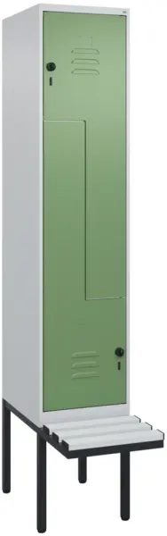 Z-Garderobenschrank,HxBxT 2120x400x815mm,2 Abt.,Abt. B 400mm,Drehriegelschloss