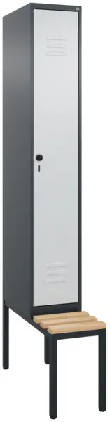 Schwarz-Weiß-Spind,HxBxT 2120x 300x815mm,1 Abt.,Abt. B 300mm, Mitteltrennwand