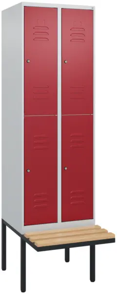 Doppelstöckiger Sitzbankschrank,HxBxT 2120x 600x815mm,2x2 Abt.