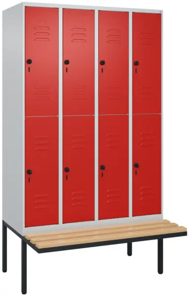 Doppelstöckiger Sitzbankschrank,HxBxT 2120x 1200x815mm,4x2 Abt.