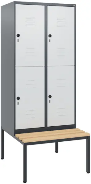 Doppelstöckiger Sitzbankschrank,HxBxT 1950x 800x815mm,2x2 Abt.