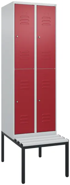 Doppelstöckiger Sitzbankschrank,HxBxT 2120x 600x815mm,2x2 Abt.