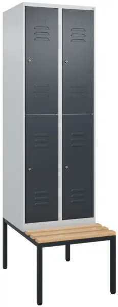 Doppelstöckiger Sitzbankschrank,HxBxT 2120x 600x815mm,2x2 Abt.