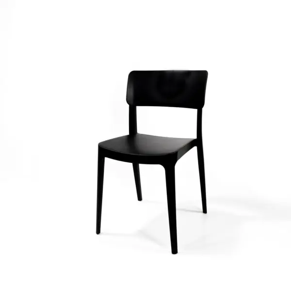 Stapelstuhl,4-Fuß schwarz, Sitz PP schwarz,Rücken PP schwarz
