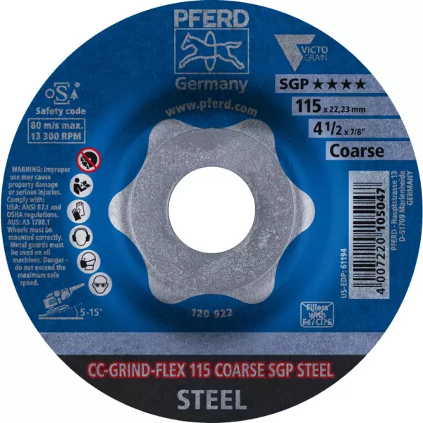 Schleifscheiben PFERD CC-GRIND-FLEX 115 COARSE SGP STEEL