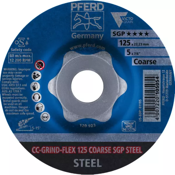 Schleifscheiben PFERD CC-GRIND-FLEX 125 COARSE SGP STEEL