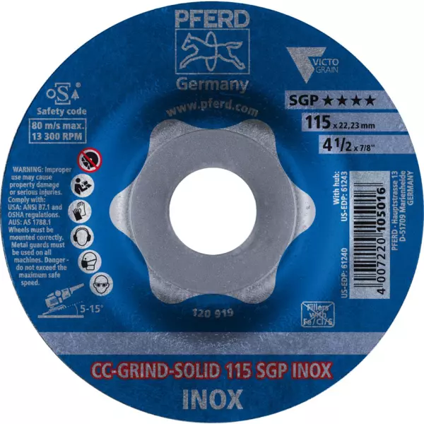 Schleifscheiben PFERD CC-GRIND-SOLID 115 SGP INOX