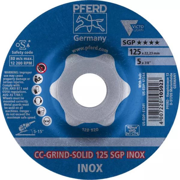 Schleifscheiben PFERD CC-GRIND-SOLID 125 SGP INOX