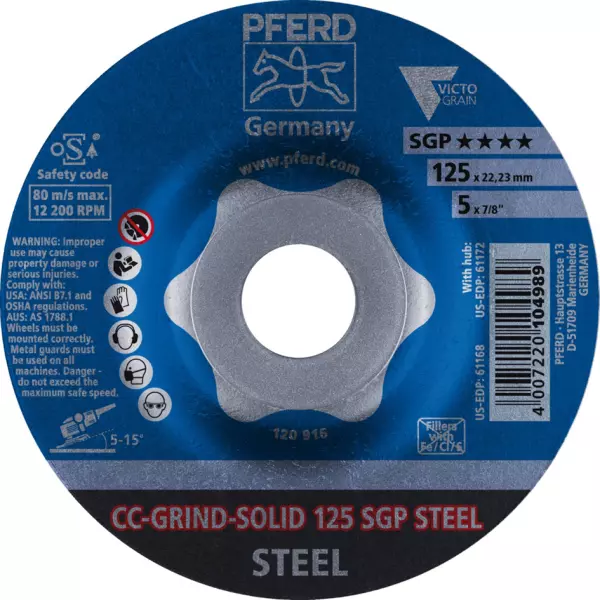 Schleifscheiben PFERD CC-GRIND-SOLID 125 SGP STEEL