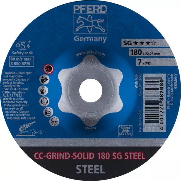 Disques de ponçage PFERD CC-Grind-Solid SG Steel