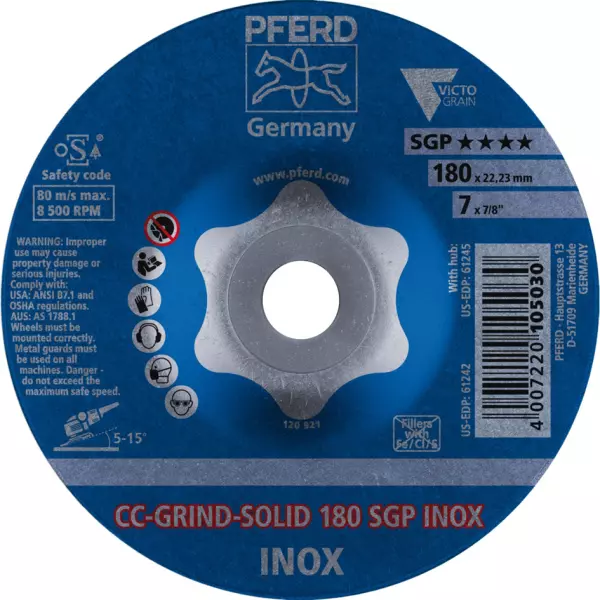 Schleifscheiben PFERD CC-GRIND-SOLID 180 SGP INOX