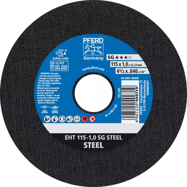Trennscheiben PFERD SG Steel EHT 115-1,0 SG STEEL