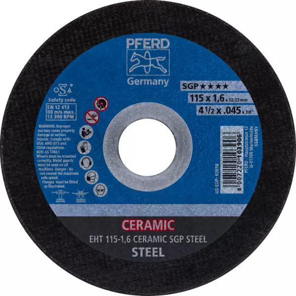 Dischi da taglio PFERD Ceramic SGP Steel EHT 115-1,6 CERAMIC SGP STEEL
