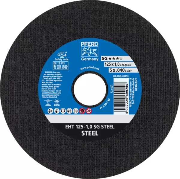 Dischi da taglio PFERD SG Steel EHT 125-1,0 SG STEEL