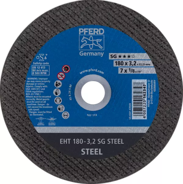 Trennscheiben PFERD SG Steel EHT 180-3,2 SG STEEL