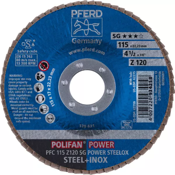 Fächerschleifscheiben PFERD Polifan PFC Z SG Power Steelox