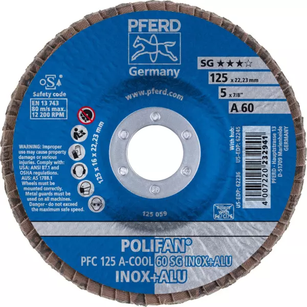 Fächerschleifscheiben PFERD Polifan PFC A-Cool SG Inox + Alu