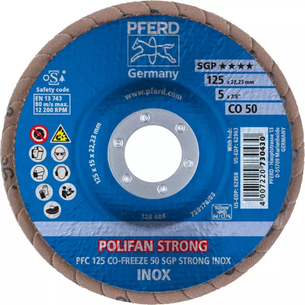 Dischi lamellari PFERD Polifan PFC CO-Freeze SGP Strong Inox