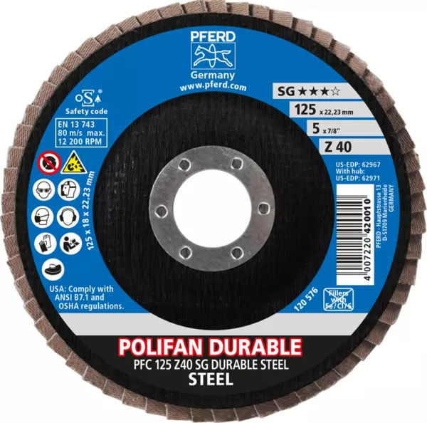 Fächerschleifscheiben PFERD Polifan Power PFC SG durable steel