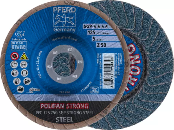 Fächerschleifscheiben PFERD PFC 125 Z50 SGP STRONG STEEL