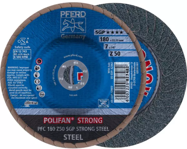 Fächerschleifscheiben PFERD Polifan PFC Z SGP Strong Steel