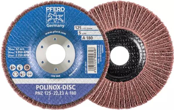 Kombi-Fächerschleifscheiben PFERD Polinox PNZ Aussen-Ø 125 mm Körnung 180