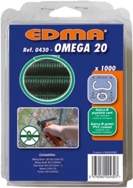 Zaunringe EDMA Omega 20 verzinkt / grün beschichtet 1000 Stück