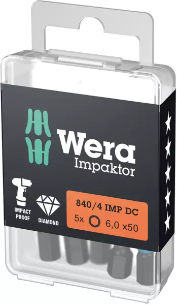 Impact-Bits WERA Impaktor 840/4IMPDC 6kant HEXplus